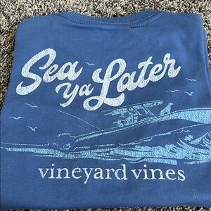 Vineyard Vines Blue 'Sea Ya Later' Boat Graphic Tee. New. Size 5!